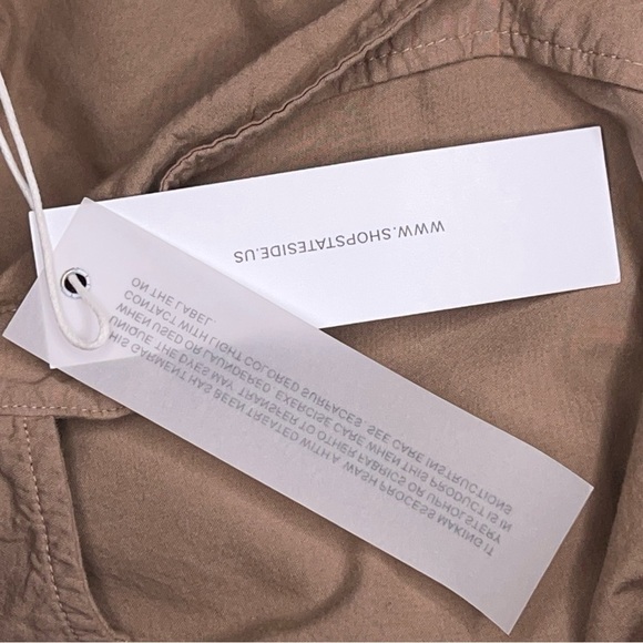 New XS Stateside Beige Tan Cotton Button Up Shirt Womens Neutral Lightweight - Picture 14 of 15